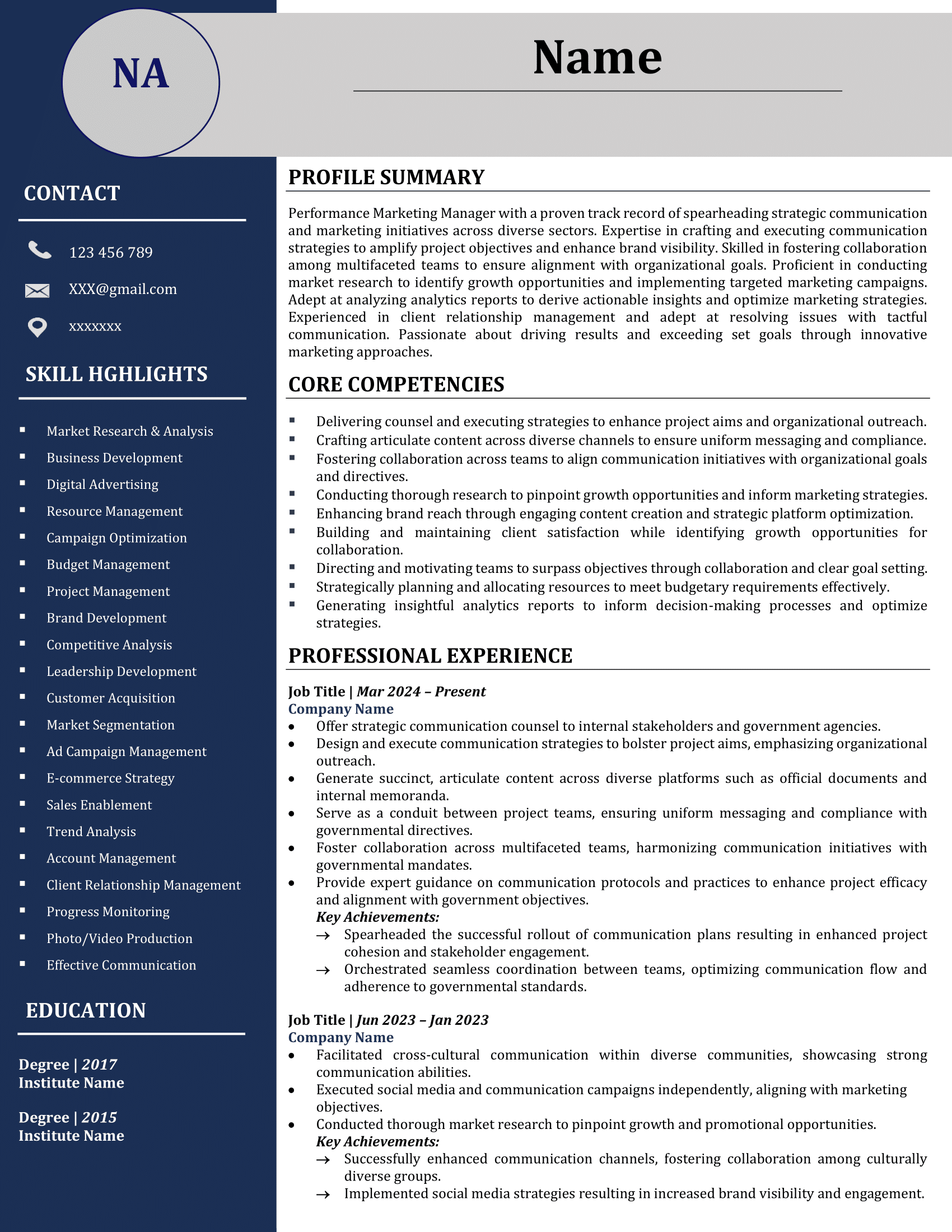 Senior Professional Resume Template