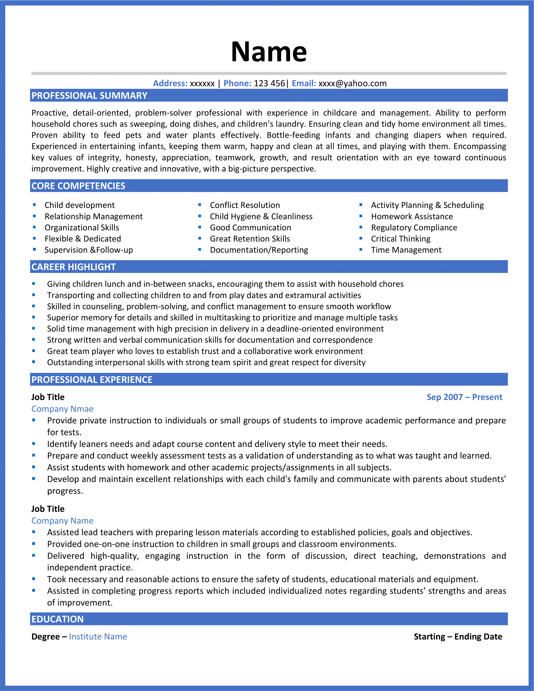 ATS Senior Resume Template