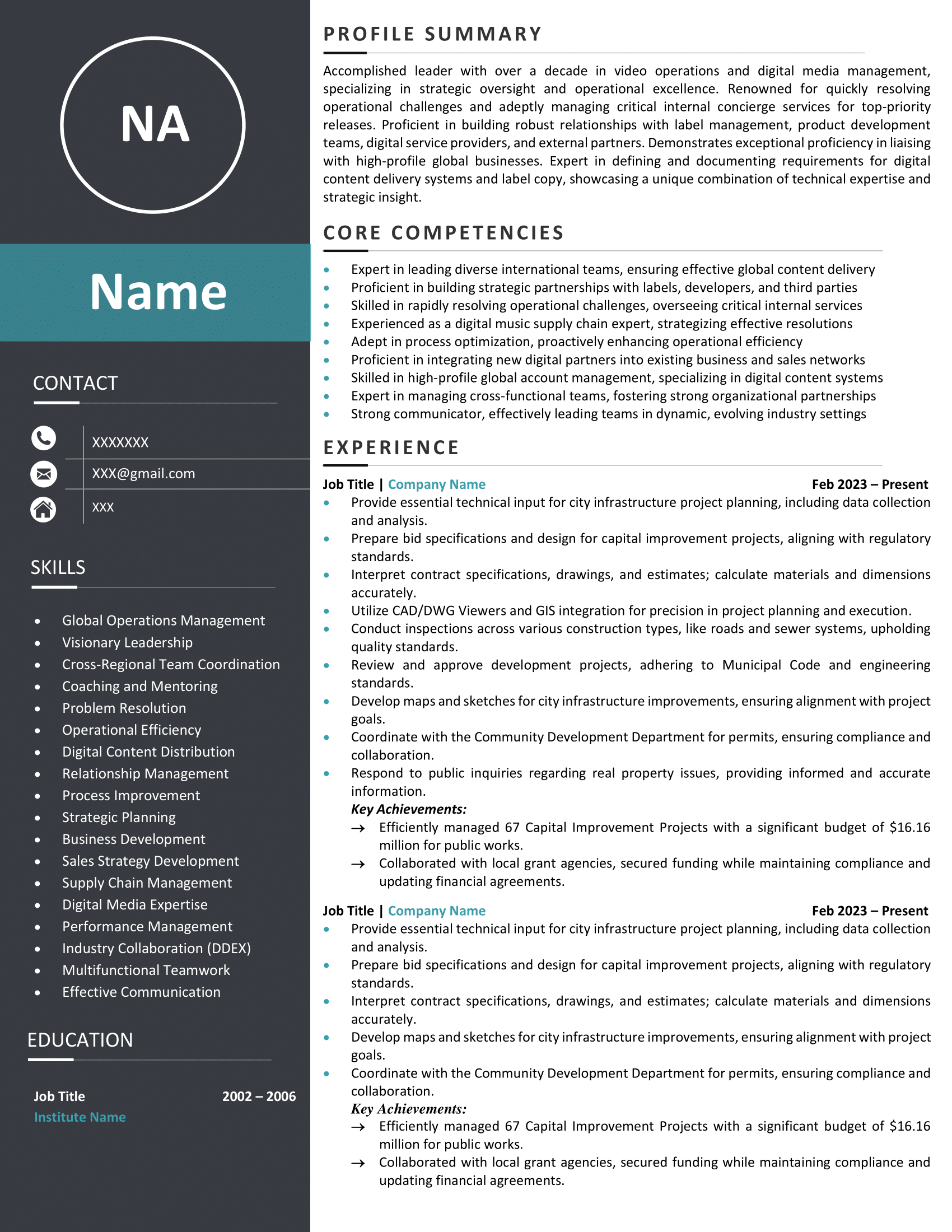 Senior Modern Resume Template
