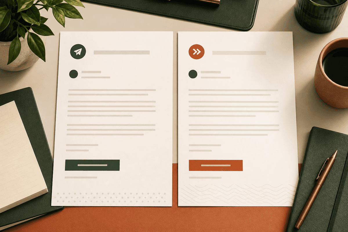 Two email drafts labeled first touch and follow-up